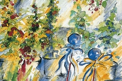 Blühender Garten in der Fuggerei