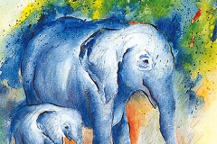 Blaue Elefanten im Tierpark