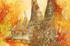Oast houses“ – Backsteinhäuser zum Trocknen von Hopfen Kent / England