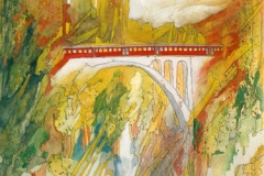 Schweiz / Viadukt mit Bernina Express