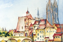 Deutschland / Regensburg / Altstadt mit Brücke